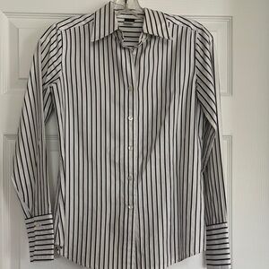 J. Crew Women’s Black and White Striped Dress Shirt